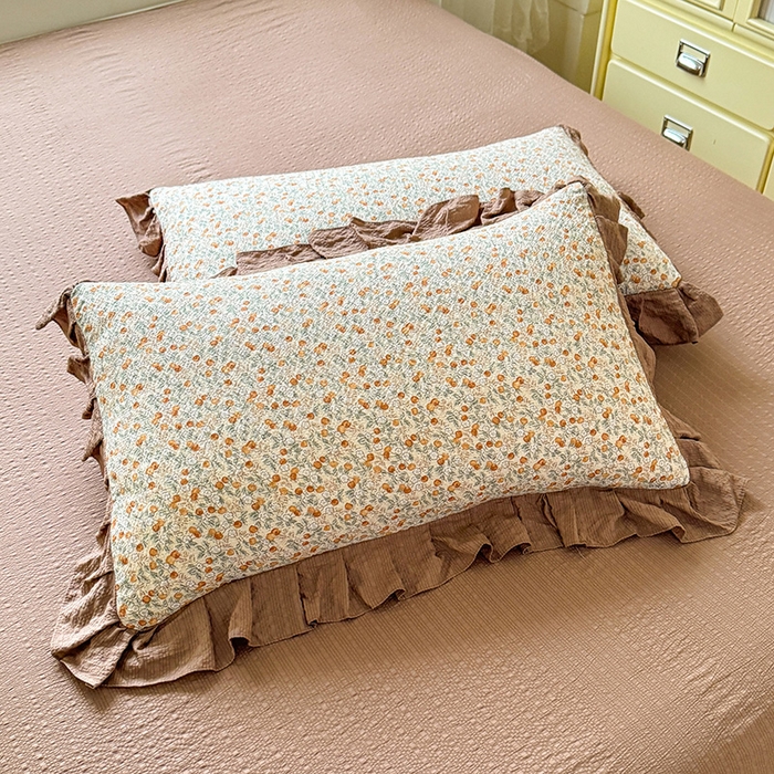 91家纺网 家纺一手货源 找家纺 韩约家纺 2026春夏新款韩式花边泡芙棉床单款夏被夏凉被空调被四件套 苏糖咖