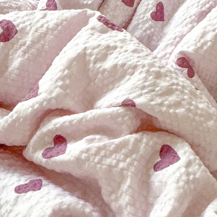 91家纺网 家纺一手货源 找家纺 韩约家纺 2026春夏新款韩式花边泡芙棉床单款夏被夏凉被空调被四件套 紫色心情