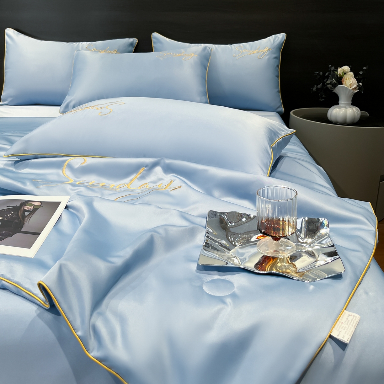 91家纺网 家纺一手货源 找家纺 云恋家纺 2026新款可水洗夏被冰丝空调被夏凉被床单三四件套夏季薄被子春秋被芯夏天 浪漫假日-天蓝