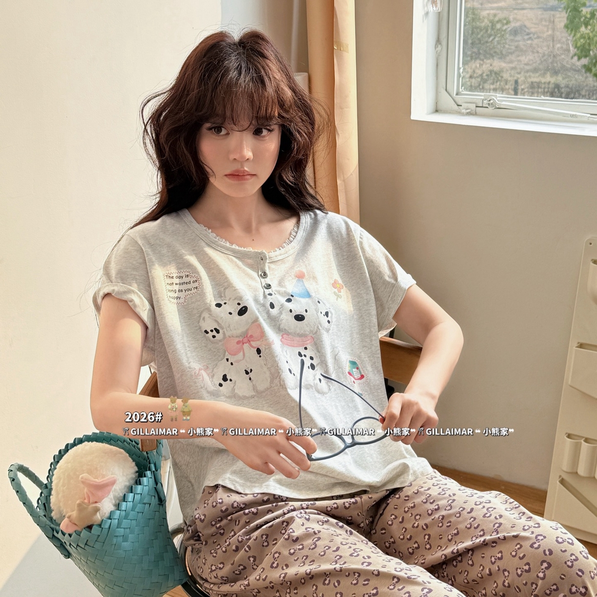 91家纺网 家纺一手货源 找家纺 （总）妍景家居生活馆 2026新款莱赛尔冰丝棉小熊家-斑点豹家居服