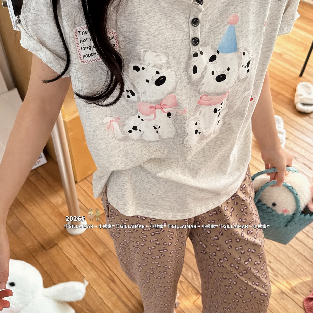 91家纺网 家纺一手货源 找家纺 （总）妍景家居生活馆 2026新款莱赛尔冰丝棉小熊家-斑点豹家居服