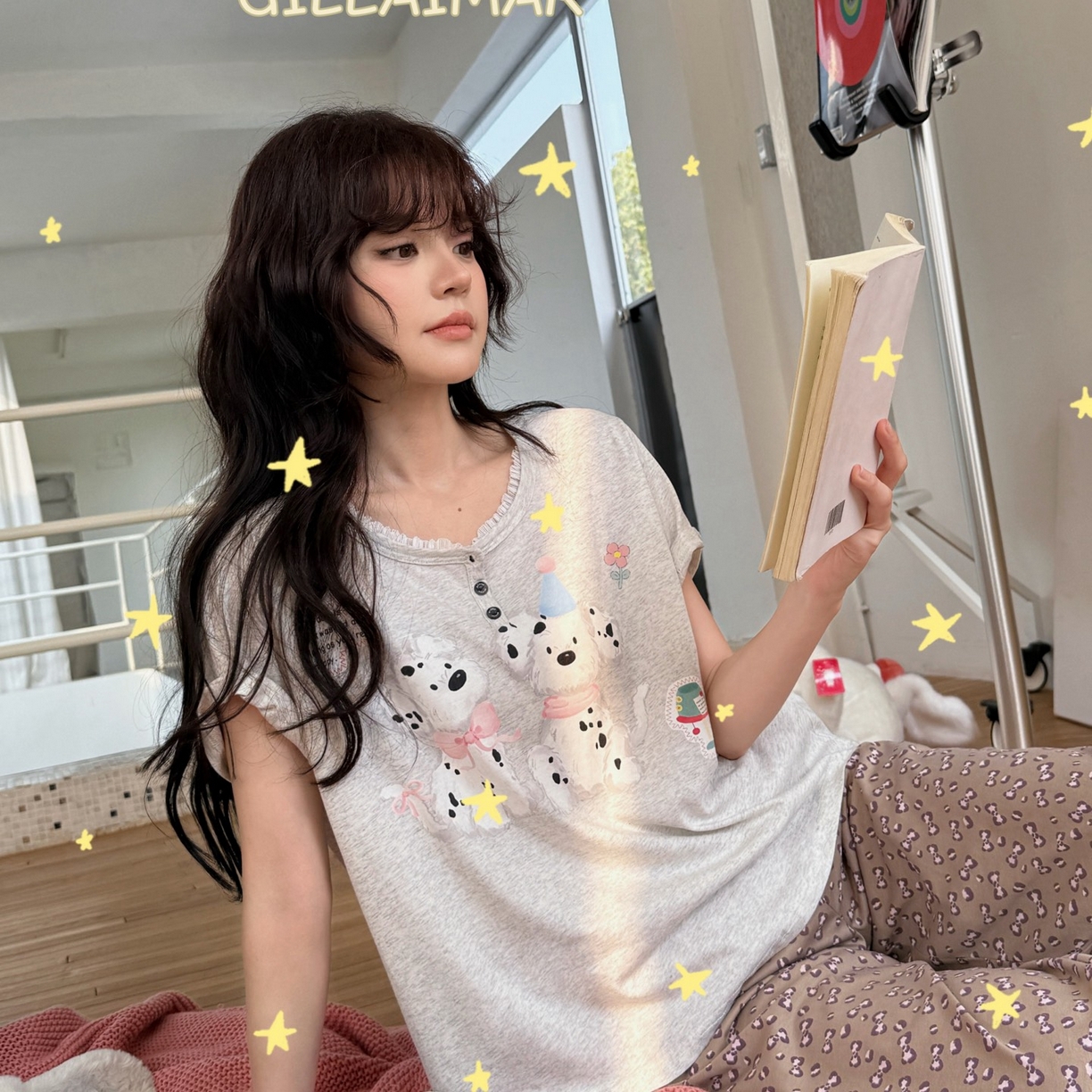 91家纺网 家纺一手货源 找家纺 （总）妍景家居生活馆 2026新款莱赛尔冰丝棉小熊家-斑点豹家居服