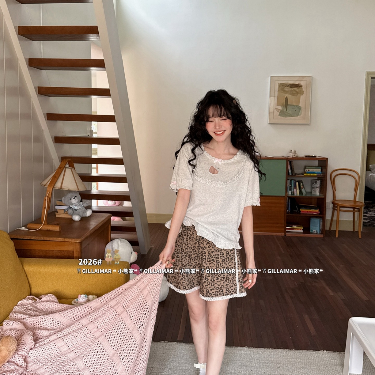 91家纺网 家纺一手货源 找家纺 （总）妍景家居生活馆 2026新款莱赛尔冰丝棉小熊家-短裤KT洞家居服