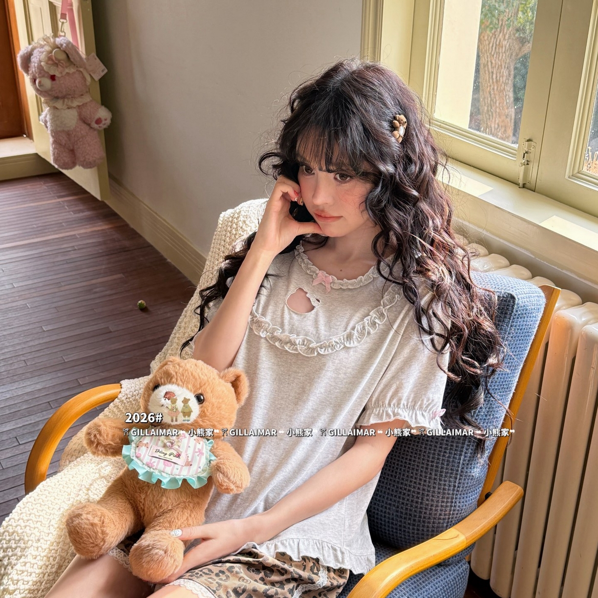 91家纺网 家纺一手货源 找家纺 （总）妍景家居生活馆 2026新款莱赛尔冰丝棉小熊家-短裤KT洞家居服