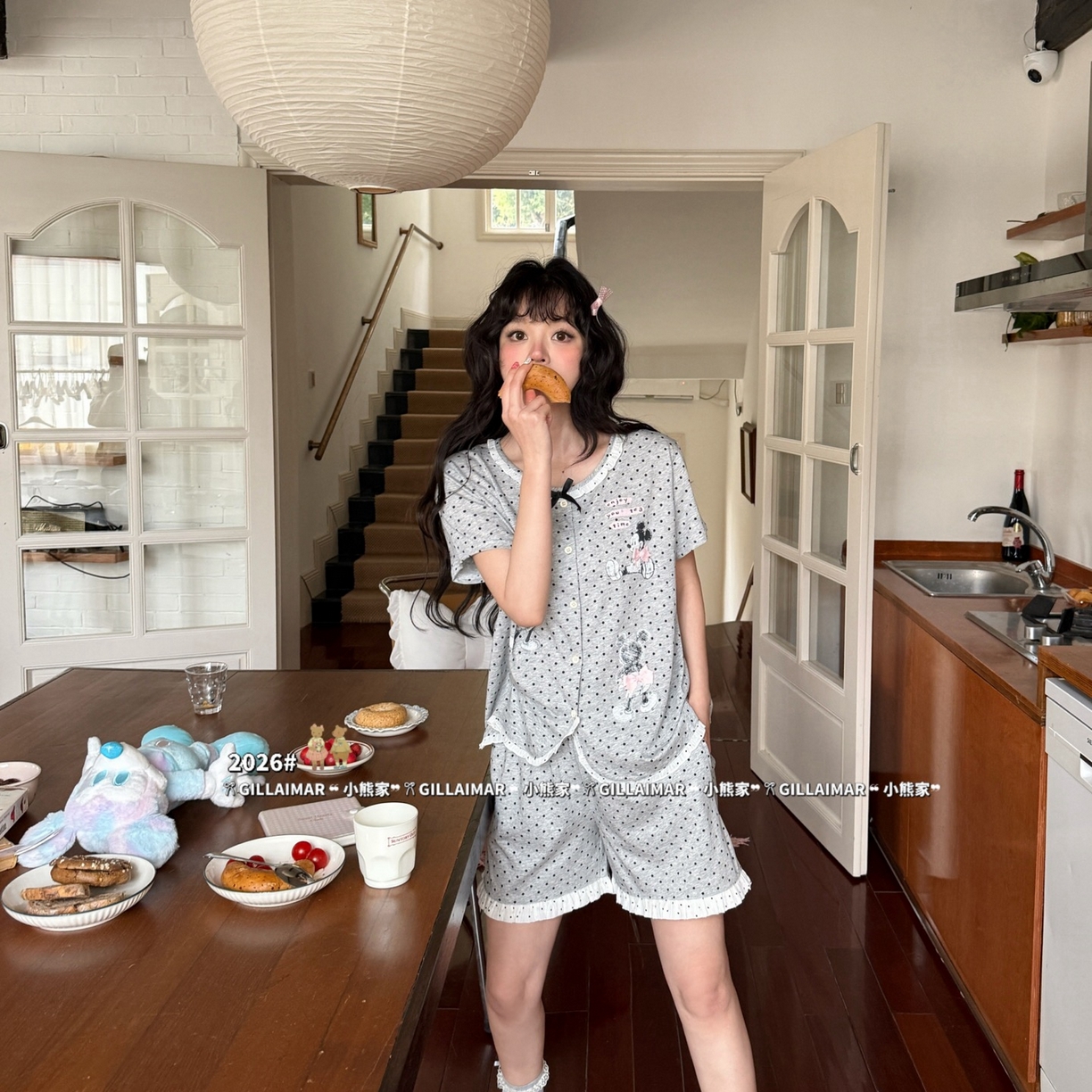 （总）妍景家居生活馆 2026新款莱赛尔冰丝棉小熊家-短裤粉米奇家居服