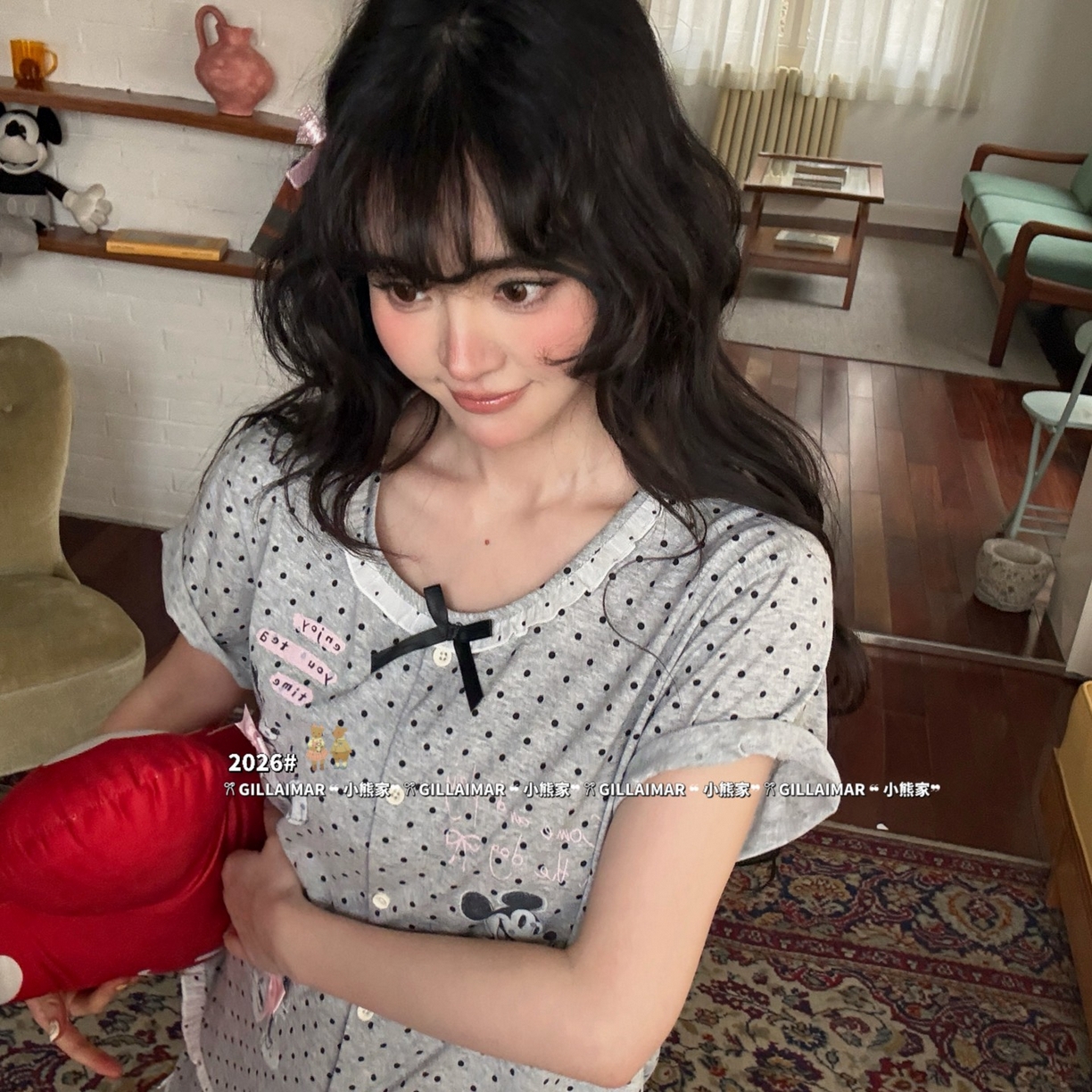 91家纺网 家纺一手货源 找家纺 （总）妍景家居生活馆 2026新款莱赛尔冰丝棉小熊家-短裤粉米奇家居服