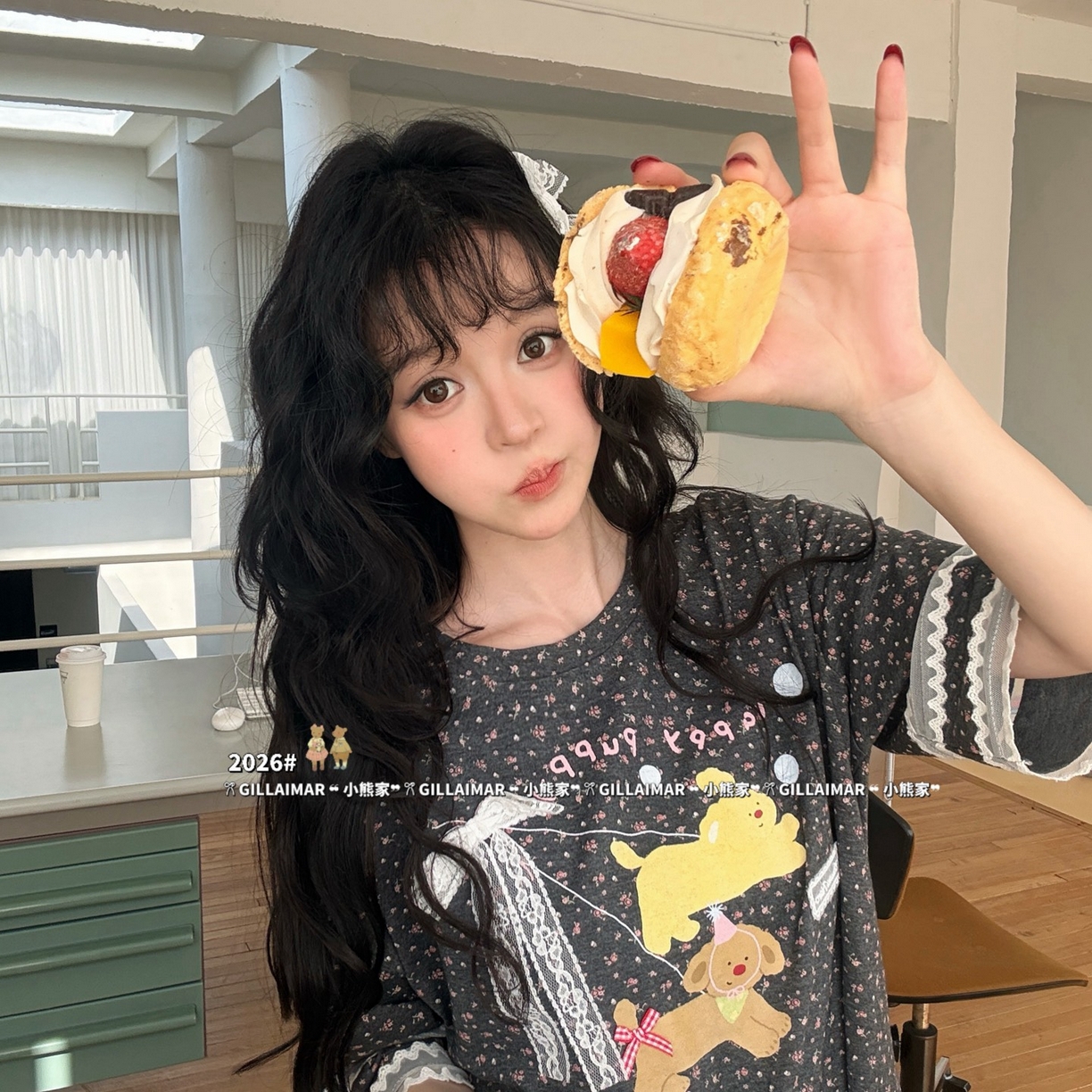 91家纺网 家纺一手货源 找家纺 妍景家居生活馆 2026新款莱赛尔冰丝棉小熊家-短裤散步吧家居服 短裤散步吧-深灰