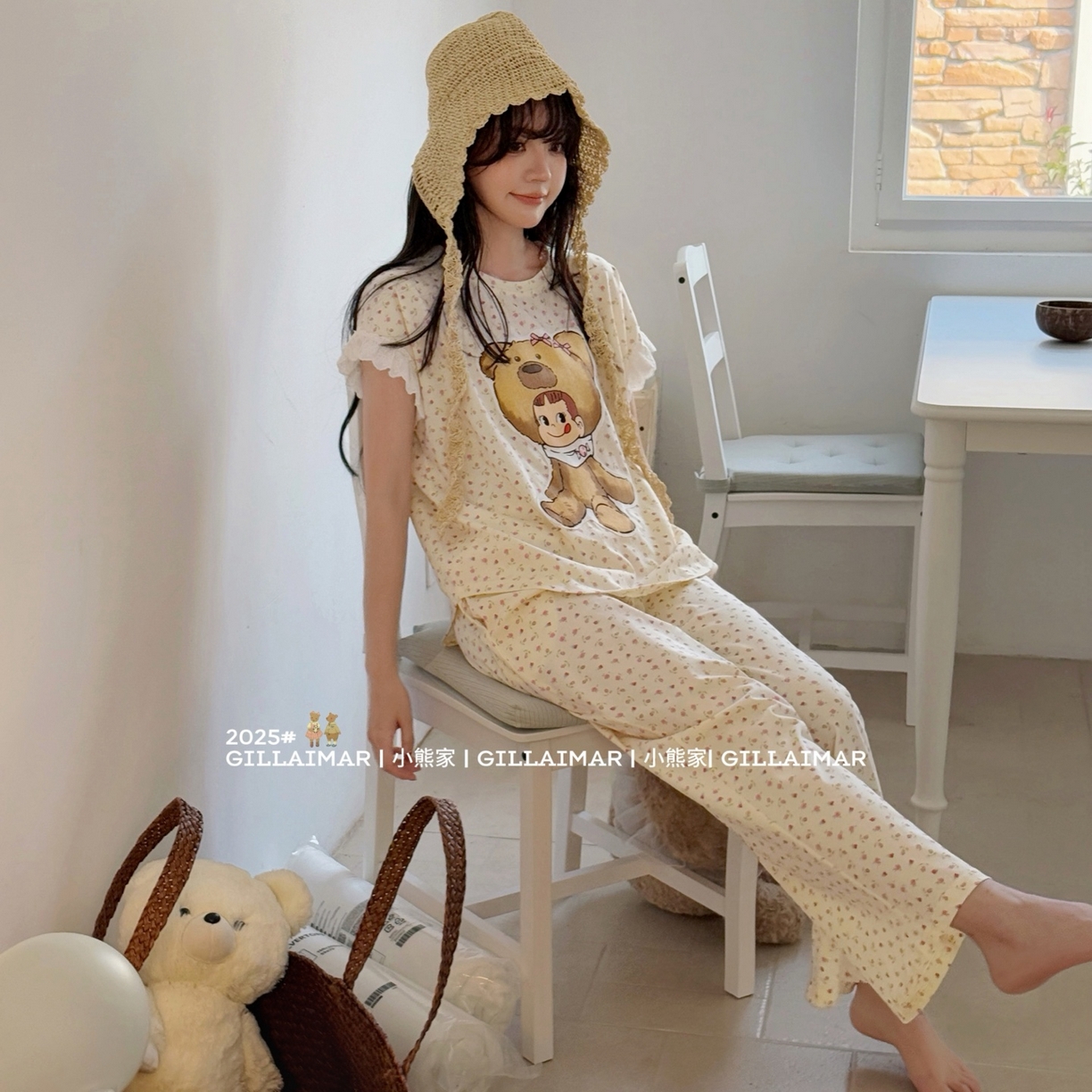 91家纺网 家纺一手货源 找家纺 （总）妍景家居生活馆 2026新款丝光棉小熊家-花花不二熊家居服