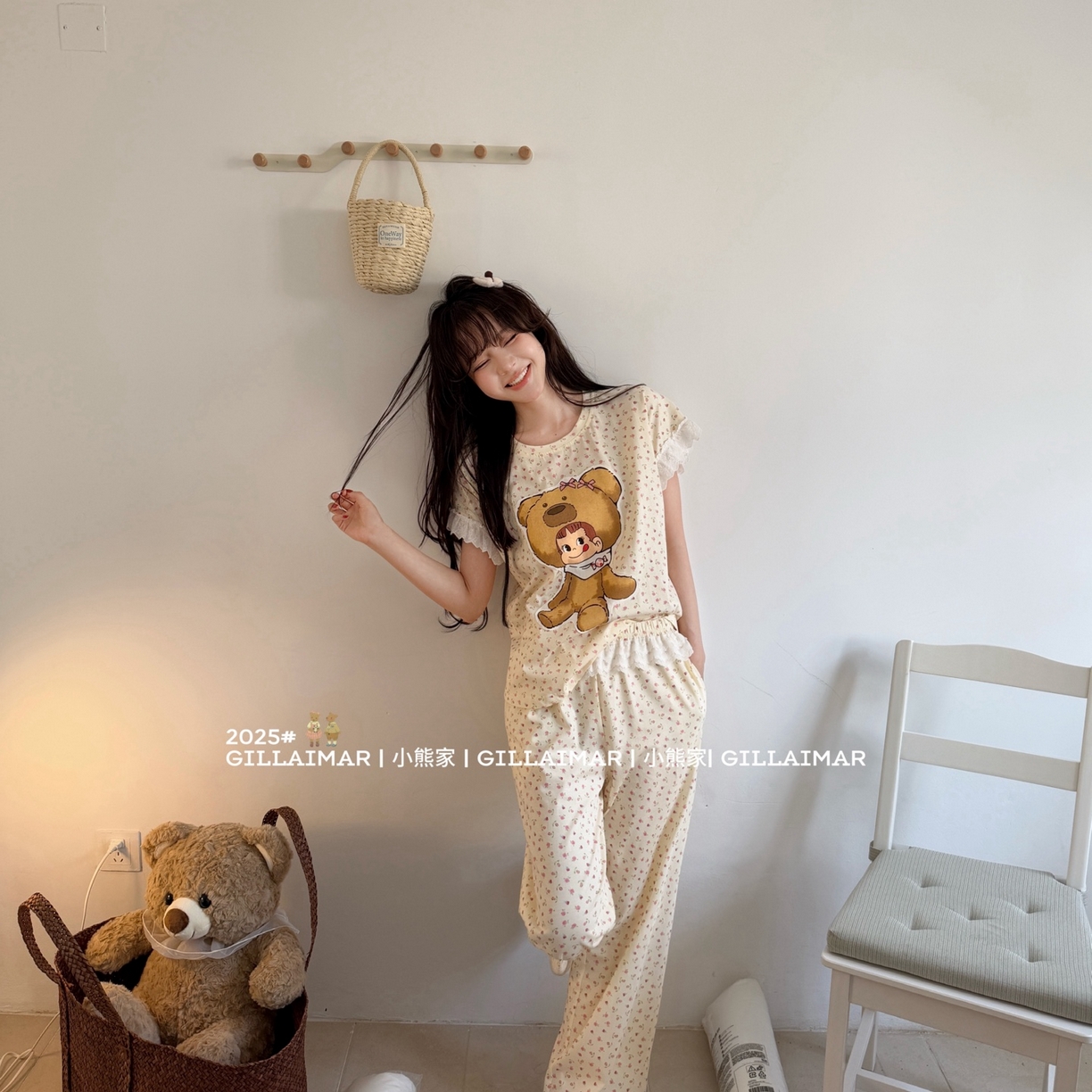 91家纺网 家纺一手货源 找家纺 （总）妍景家居生活馆 2026新款丝光棉小熊家-花花不二熊家居服