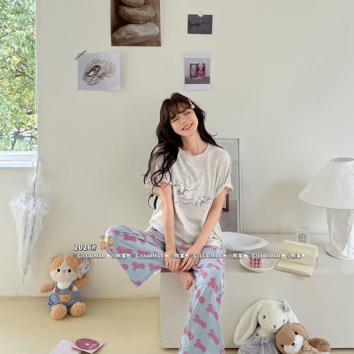 91家纺网 家纺一手货源 找家纺 （总）妍景家居生活馆 2026新款莱赛尔冰丝棉小熊家-马卡龙家居服