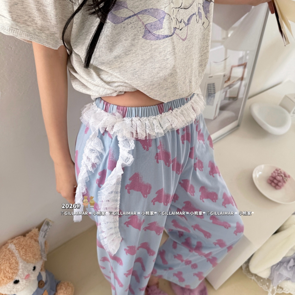 91家纺网 家纺一手货源 找家纺 （总）妍景家居生活馆 2026新款莱赛尔冰丝棉小熊家-马卡龙家居服