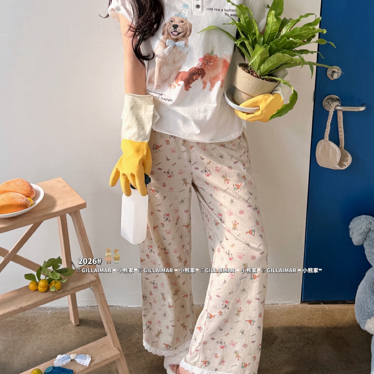 91家纺网 家纺一手货源 找家纺 （总）妍景家居生活馆 2026新款莱赛尔冰丝棉小熊家-派对继续家居服