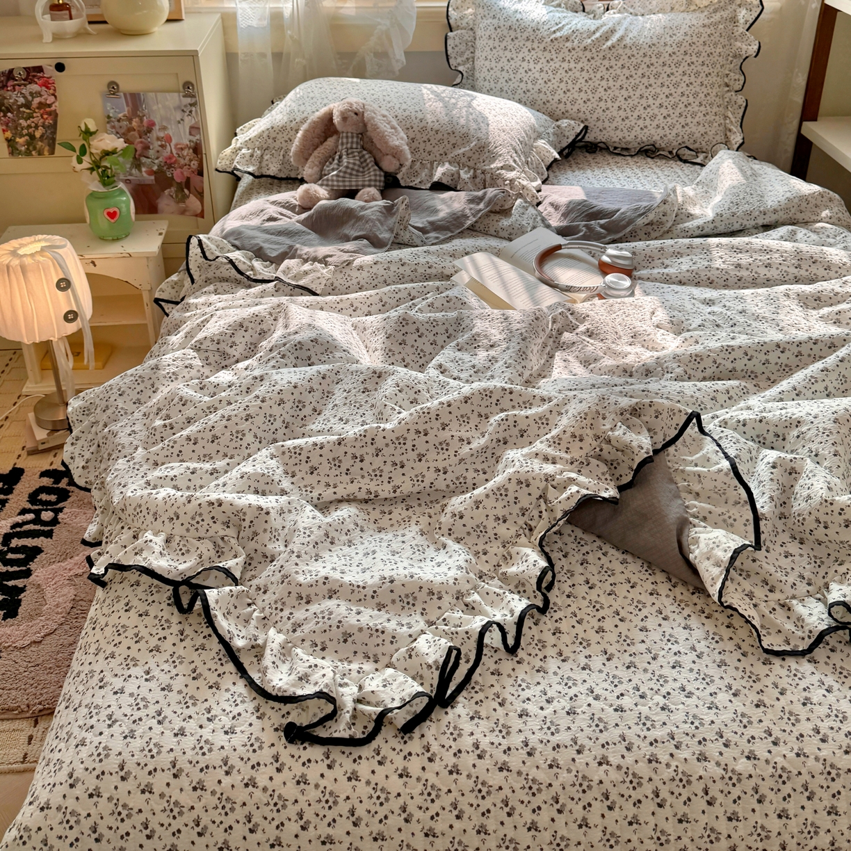 91家纺网 家纺一手货源 找家纺 （总）阿曼达 2026新款印花小碎花花边夏被床盖四件套单夏被单床盖