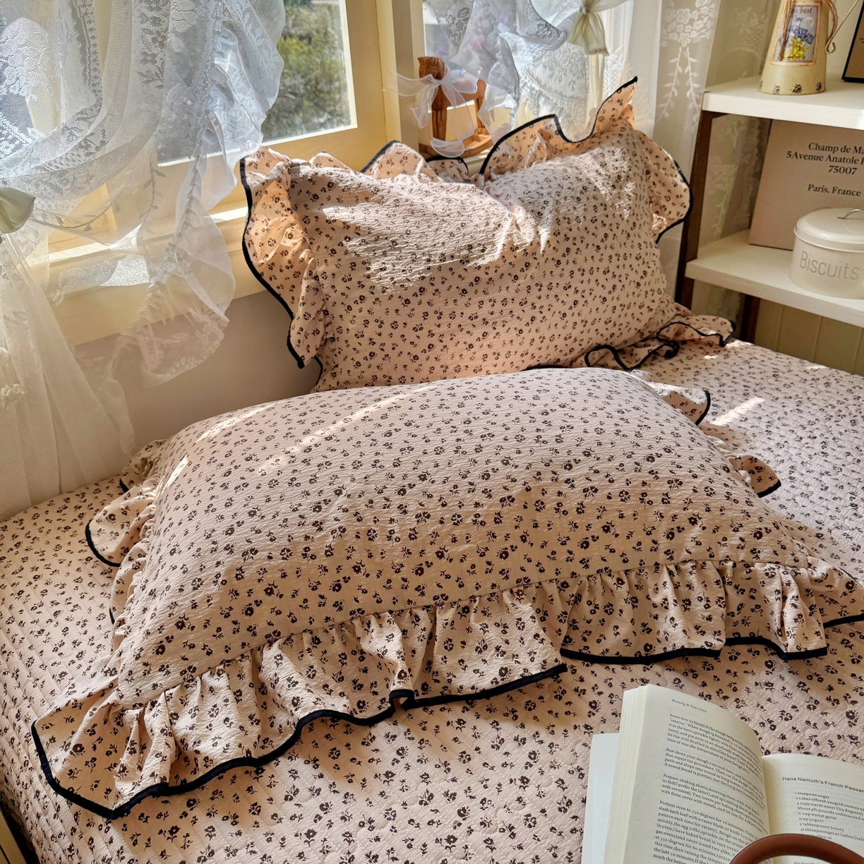 91家纺网 家纺一手货源 找家纺 阿曼达 2026新款印花小碎花花边夏被床盖四件套单夏被单床盖 木棉笺