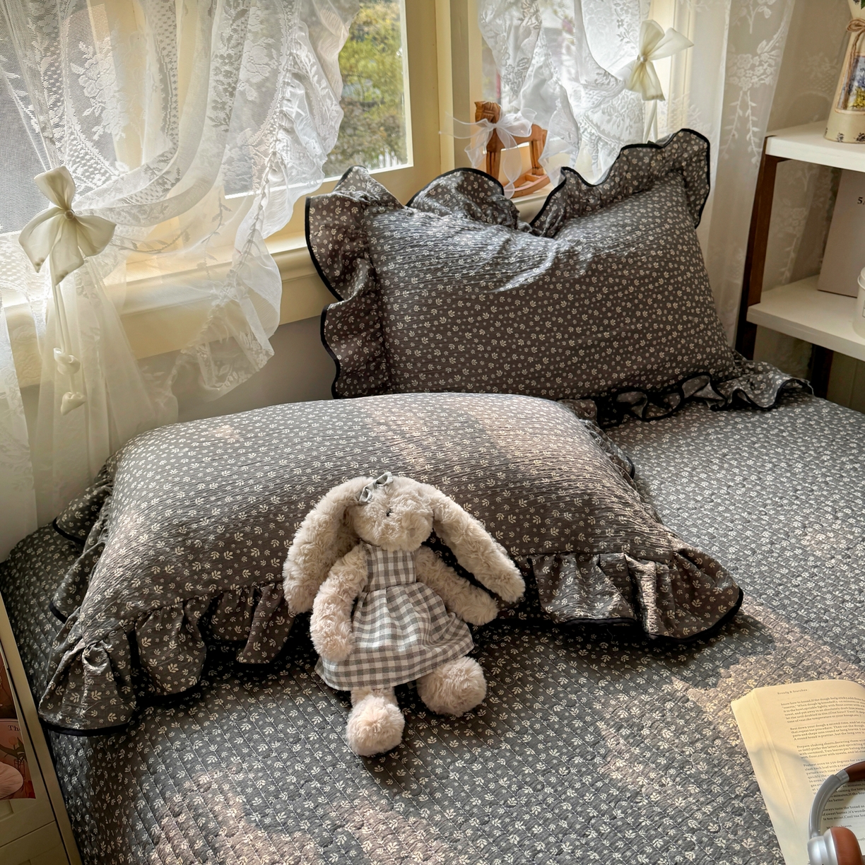 91家纺网 家纺一手货源 找家纺 阿曼达 2026新款印花小碎花花边夏被床盖四件套单夏被单床盖 浅花