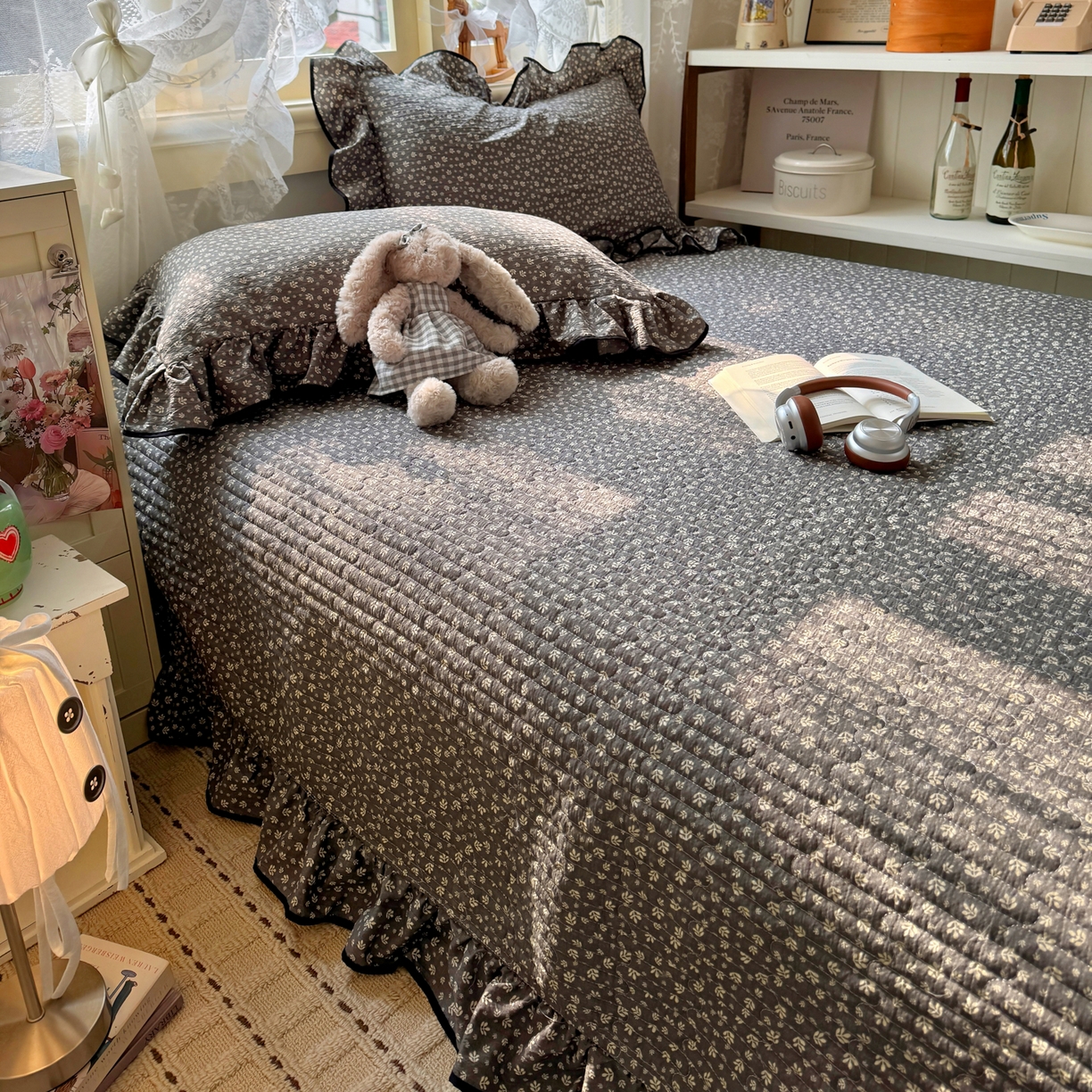 91家纺网 家纺一手货源 找家纺 阿曼达 2026新款印花小碎花花边夏被床盖四件套单夏被单床盖 浅花