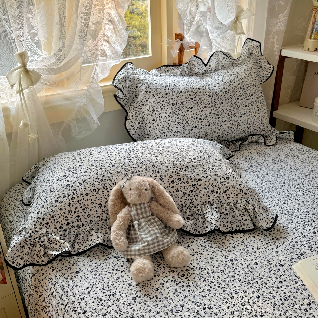 91家纺网 家纺一手货源 找家纺 阿曼达 2026新款印花小碎花花边夏被床盖四件套单夏被单床盖 林间序