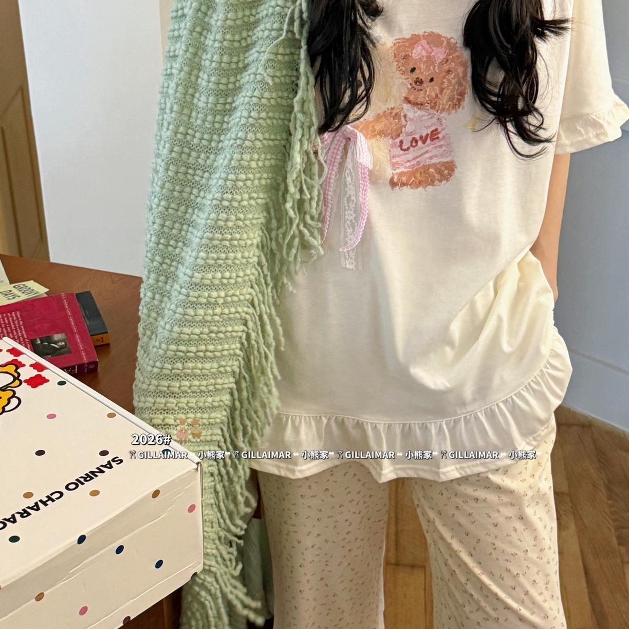 91家纺网 家纺一手货源 找家纺 （总）妍景家居生活馆 2026新款莱赛尔冰丝棉小熊家-长款小狗家居服