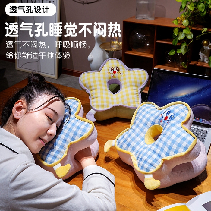 91家纺网 家纺一手货源 找家纺 仟亿莱 2026新款泡泡格幸运星冰丝午睡枕枕头枕芯 组合图仅供展示不可下单