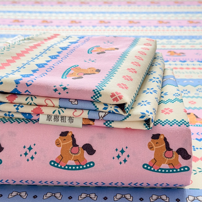 91家纺网 家纺一手货源 找家纺 （总）爱彼家纺 2026夏季热门新款费尔岛小马风格原棉老粗布床单席子凉席三件套-费尔岛风格