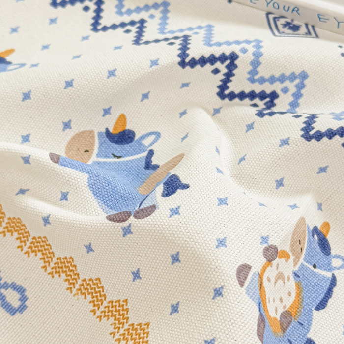 91家纺网 家纺一手货源 找家纺 爱彼家纺 2026夏季热门新款费尔岛小马风格原棉老粗布床单席子凉席三件套-费尔岛风格 奶蓝小马