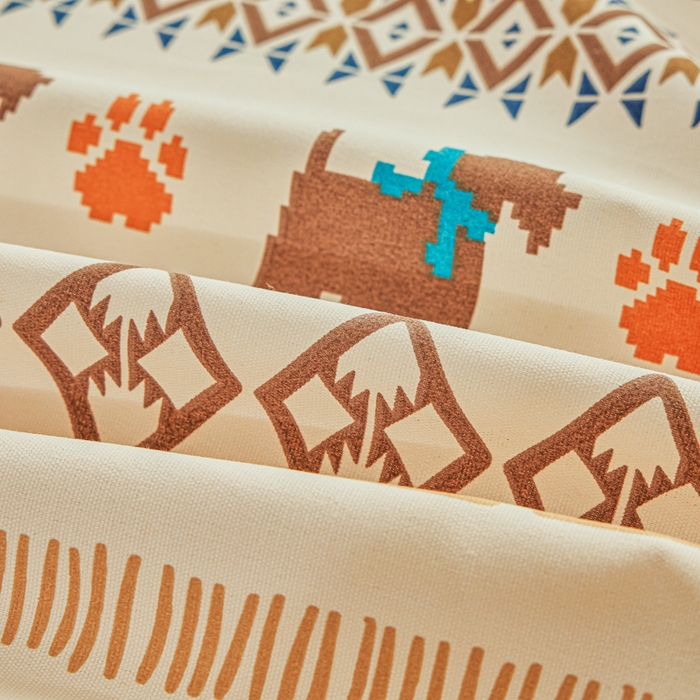 91家纺网 家纺一手货源 找家纺 爱彼家纺 2026夏季热门新款费尔岛小马风格原棉老粗布床单席子凉席三件套-费尔岛风格 摩洛哥小狗