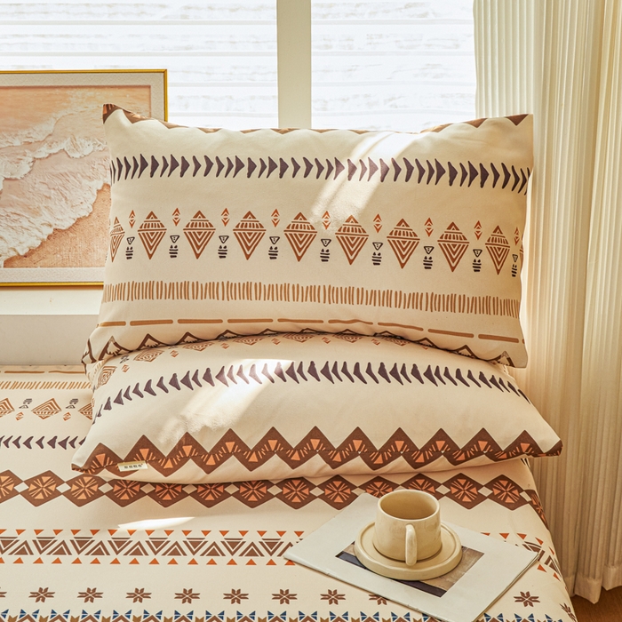 91家纺网 家纺一手货源 找家纺 爱彼家纺 2026夏季热门新款费尔岛小马风格原棉老粗布床单席子凉席三件套-费尔岛风格 摩洛哥小狗