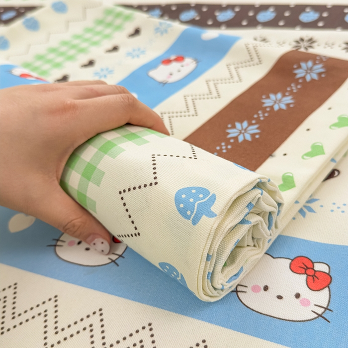 91家纺网 家纺一手货源 找家纺 爱彼家纺 2026夏季热门新款费尔岛小马风格原棉老粗布床单席子凉席三件套-费尔岛风格 雪花kitt