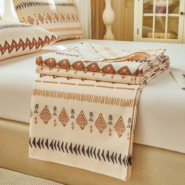 91家纺网 家纺一手货源 找家纺 爱彼家纺 2026夏季热门新款费尔岛小马风格原棉老粗布床单席子凉席三件套-费尔岛风格 摩洛哥小狗