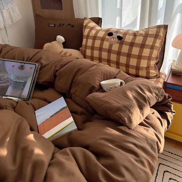 91家纺网 家纺一手货源 找家纺 （总）顾里家纺 2026新款治愈韩风毛巾绣云朵棉四件套