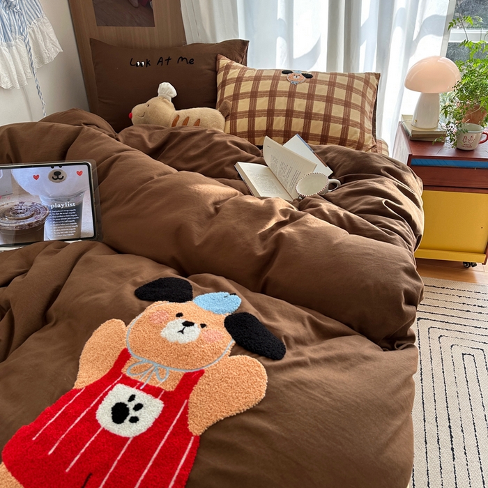 91家纺网 家纺一手货源 找家纺 （总）顾里家纺 2026新款治愈韩风毛巾绣云朵棉四件套