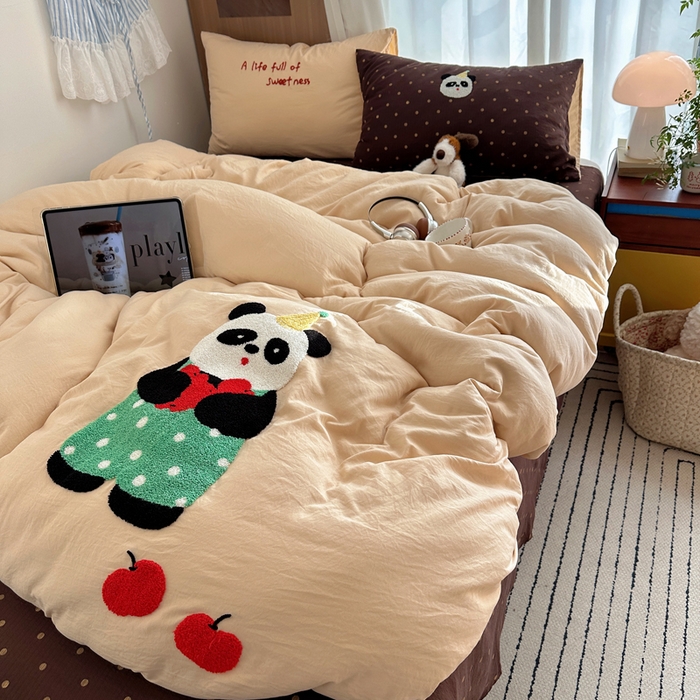 91家纺网 家纺一手货源 找家纺 （总）顾里家纺 2026新款治愈韩风毛巾绣云朵棉四件套