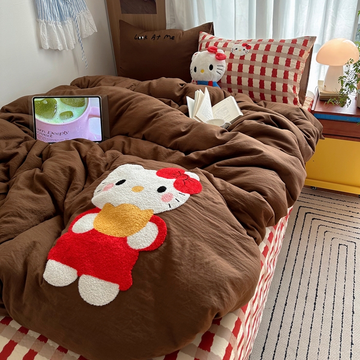 91家纺网 家纺一手货源 找家纺 （总）顾里家纺 2026新款治愈韩风毛巾绣云朵棉四件套