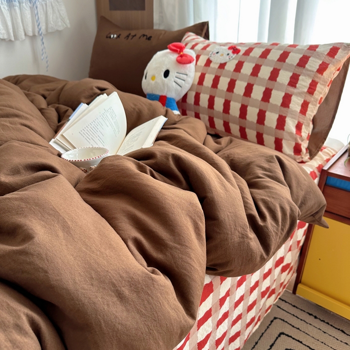 91家纺网 家纺一手货源 找家纺 顾里家纺 2026新款治愈韩风毛巾绣云朵棉四件套 招财猫