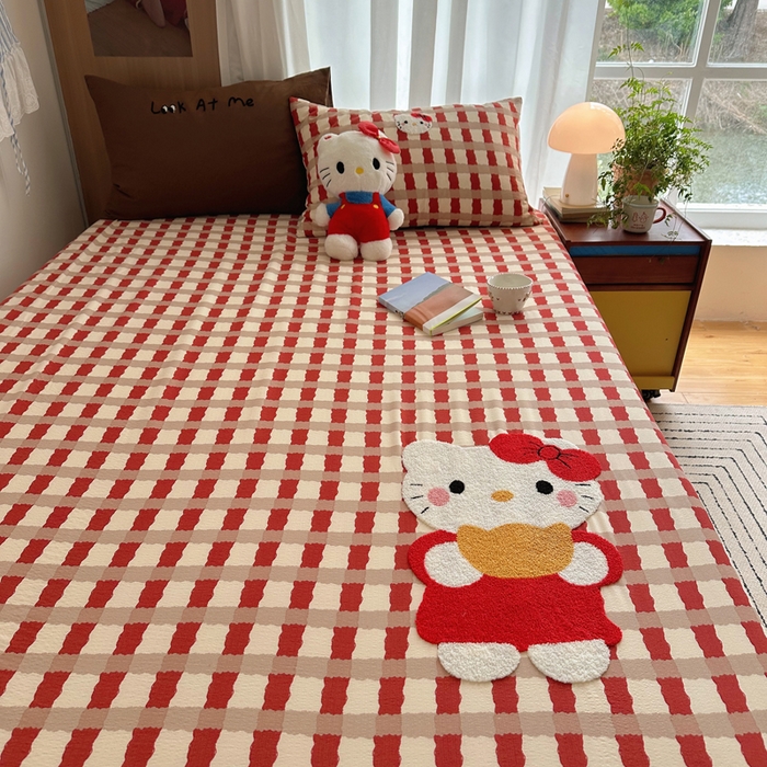 91家纺网 家纺一手货源 找家纺 顾里家纺 2026新款治愈韩风毛巾绣云朵棉四件套 招财猫