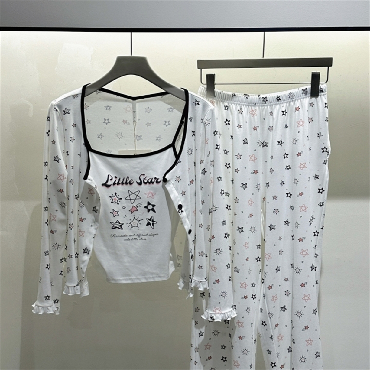 91家纺网 家纺一手货源 找家纺 （总）妍景家居生活馆 2026新款五角星三件套家居服