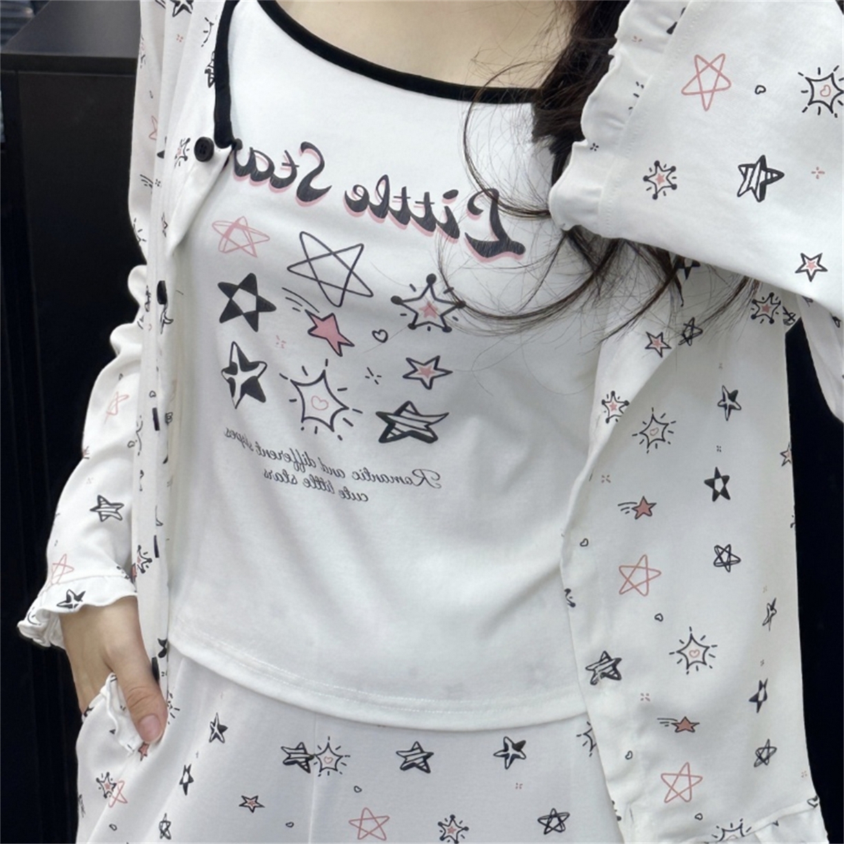 91家纺网 家纺一手货源 找家纺 （总）妍景家居生活馆 2026新款五角星三件套家居服