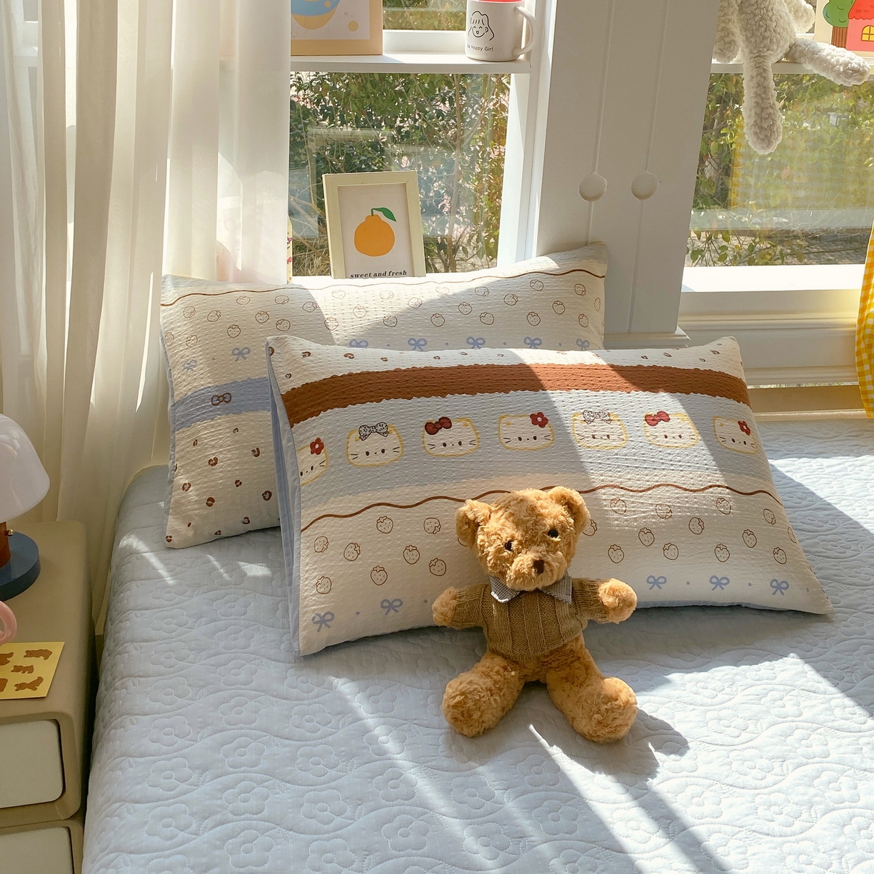 91家纺网 家纺一手货源 找家纺 莱米家纺 2026新款云感泡泡双层纱夏被夏凉被空调被床盖四件套 猫咪乐园