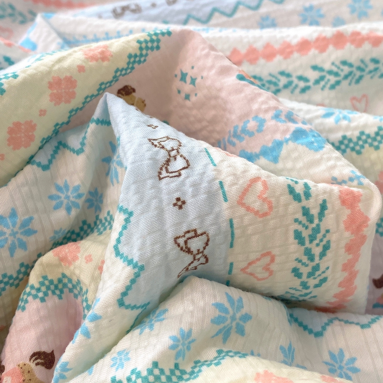 91家纺网 家纺一手货源 找家纺 莱米家纺 2026新款云感泡泡双层纱夏被夏凉被空调被床盖四件套 波西米亚-紫