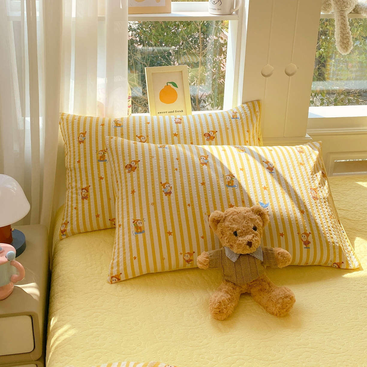 91家纺网 家纺一手货源 找家纺 莱米家纺 2026新款云感泡泡双层纱夏被夏凉被空调被床盖四件套 魔法星星