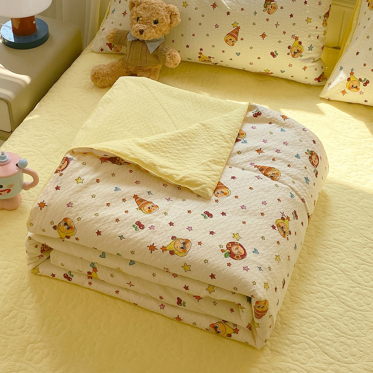 91家纺网 家纺一手货源 找家纺 （总）莱米家纺 2026新款云感泡泡双层纱夏被夏凉被空调被床盖四件套