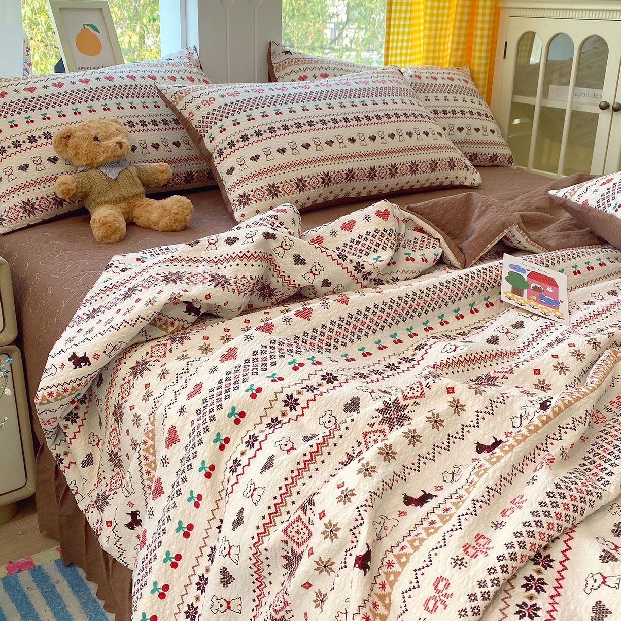 91家纺网 家纺一手货源 找家纺 （总）莱米家纺 2026新款云感泡泡双层纱夏被夏凉被空调被床盖四件套