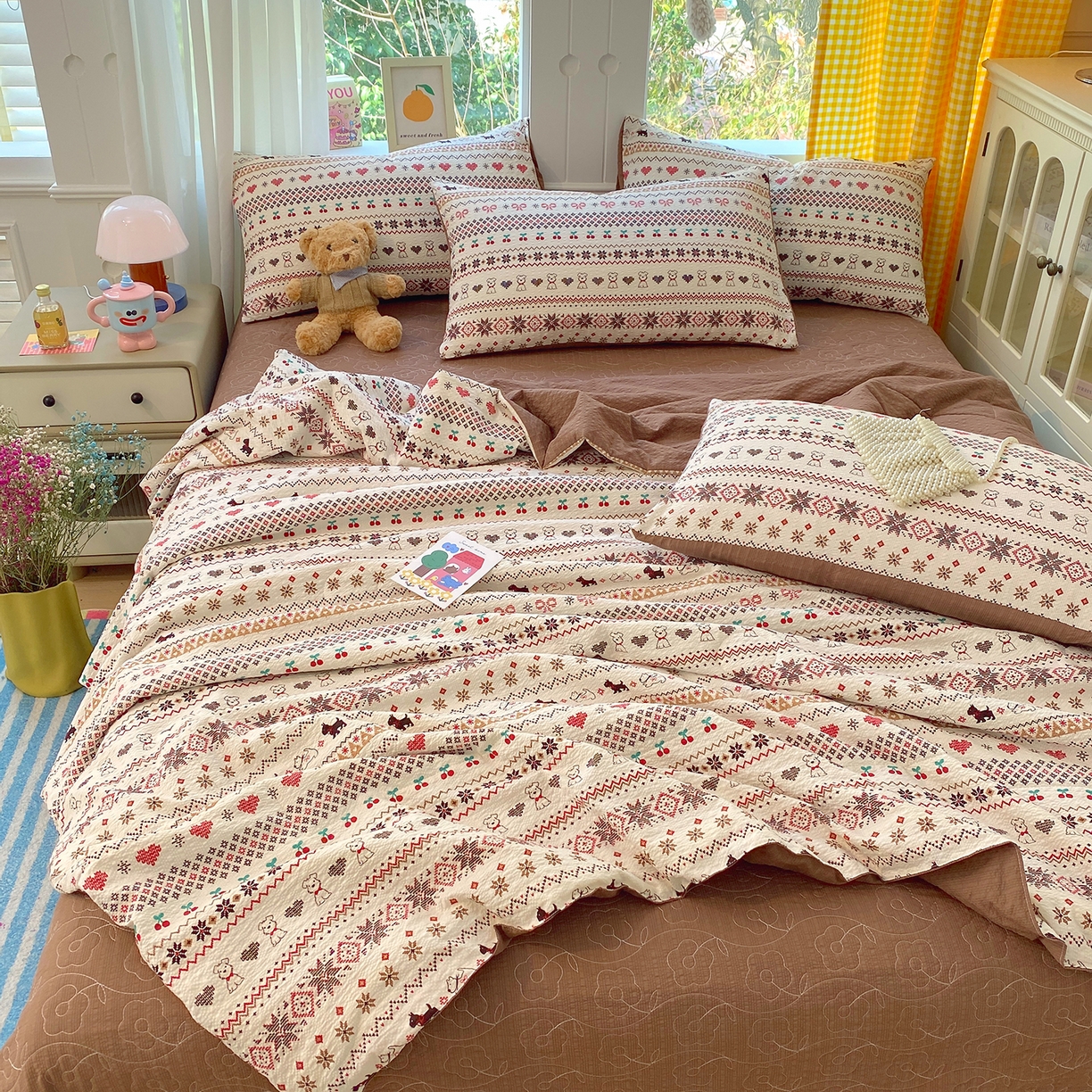 91家纺网 家纺一手货源 找家纺 （总）莱米家纺 2026新款云感泡泡双层纱夏被夏凉被空调被床盖四件套