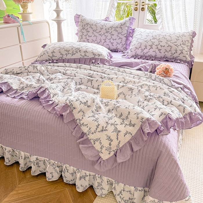 91家纺网 家纺一手货源 找家纺 韩约家纺 2026新款泡芙棉床盖款夏被夏凉被空调被四件套 安暖如夏