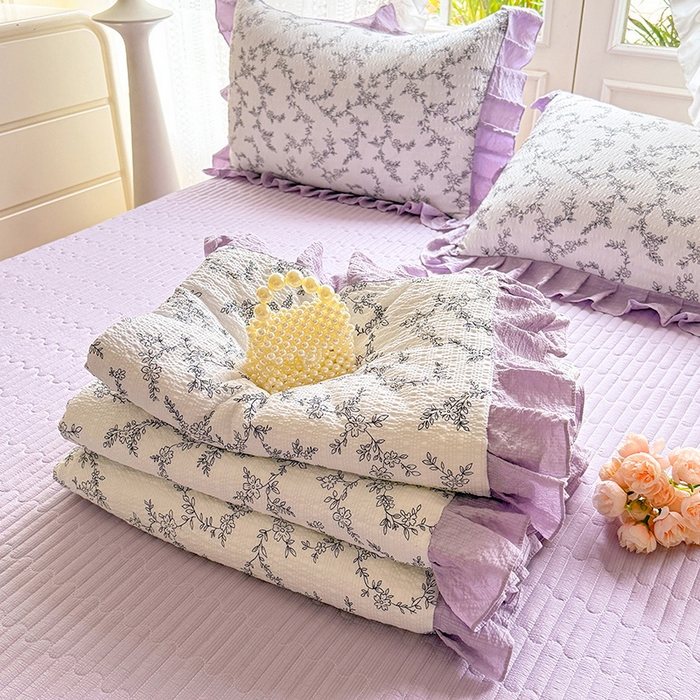 91家纺网 家纺一手货源 找家纺 韩约家纺 2026新款泡芙棉床盖款夏被夏凉被空调被四件套 安暖如夏