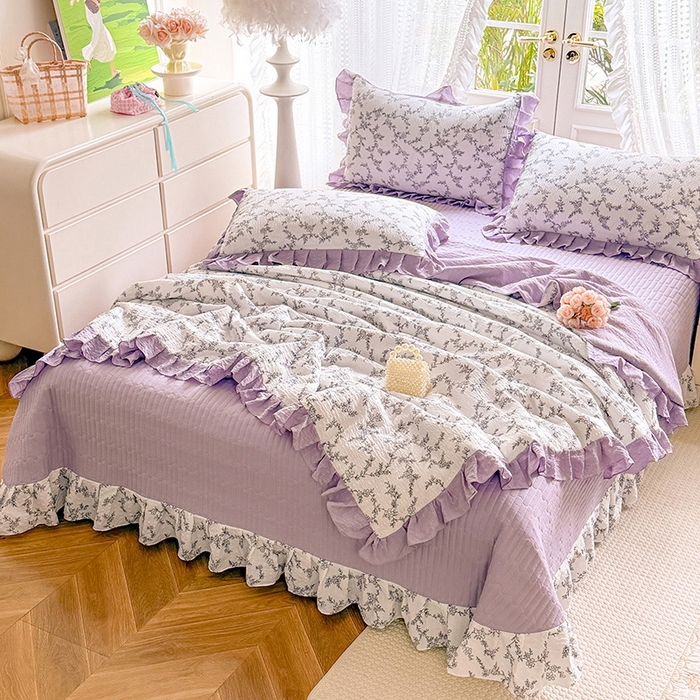 91家纺网 家纺一手货源 找家纺 韩约家纺 2026新款泡芙棉床盖款夏被夏凉被空调被四件套 安暖如夏