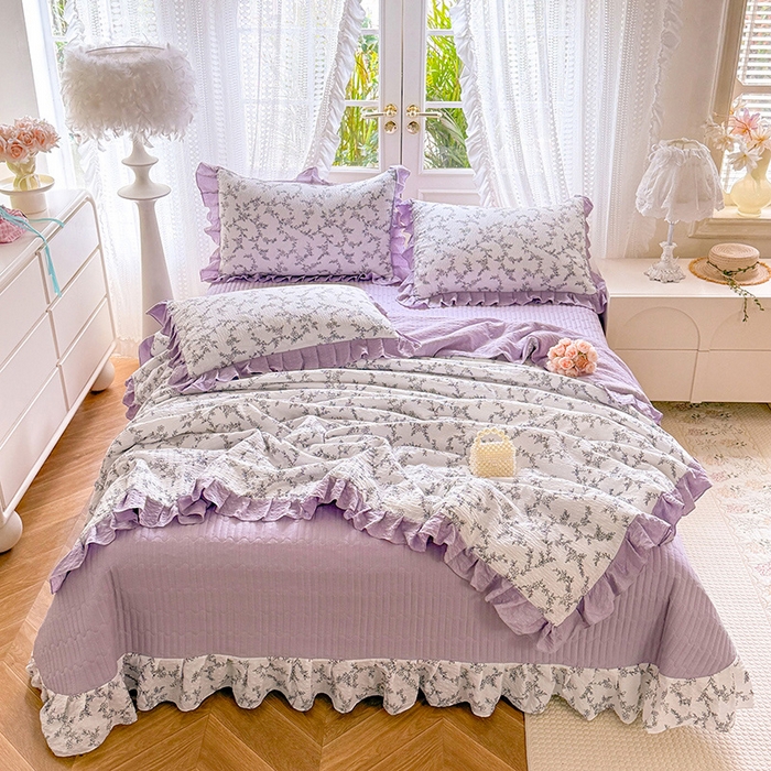 91家纺网 家纺一手货源 找家纺 韩约家纺 2026新款泡芙棉床盖款夏被夏凉被空调被四件套 安暖如夏