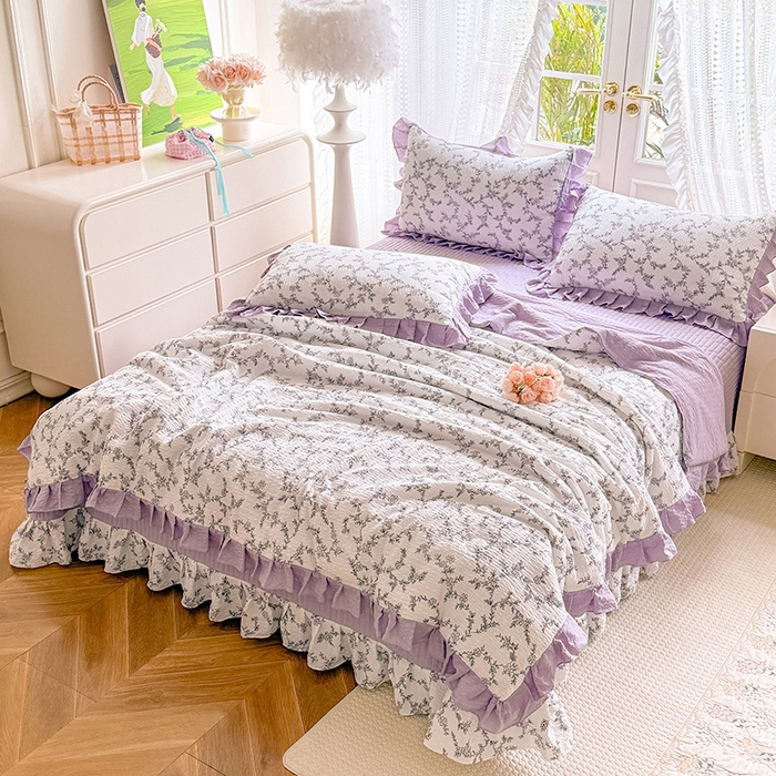 91家纺网 家纺一手货源 找家纺 韩约家纺 2026新款泡芙棉床盖款夏被夏凉被空调被四件套 安暖如夏