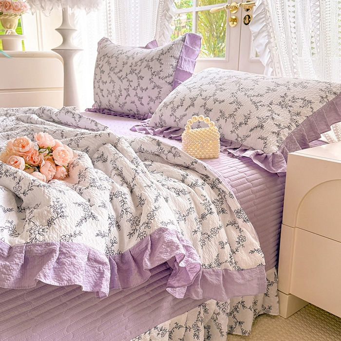 91家纺网 家纺一手货源 找家纺 韩约家纺 2026新款泡芙棉床盖款夏被夏凉被空调被四件套 安暖如夏