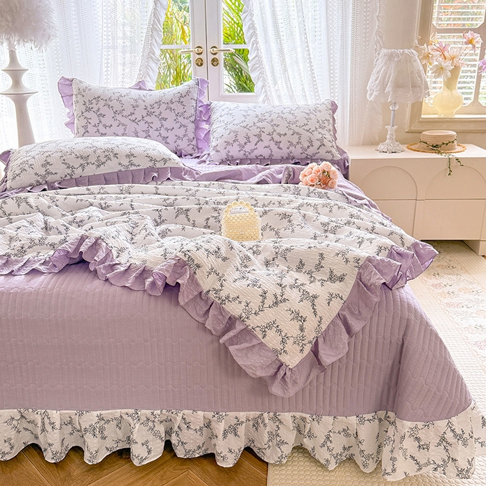 91家纺网 家纺一手货源 找家纺 韩约家纺 2026新款泡芙棉床盖款夏被夏凉被空调被四件套 安暖如夏